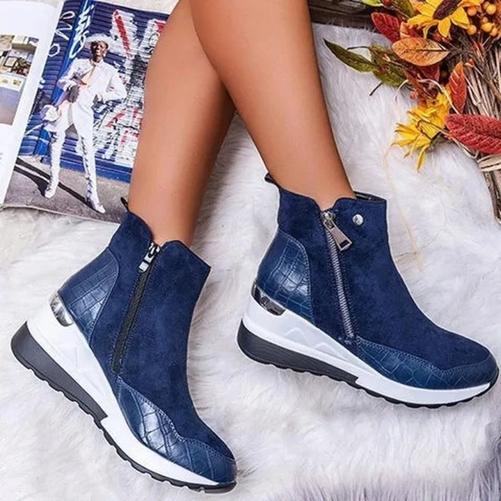 Nora | Side-Zip Sneaker-Style Wedge Boots
