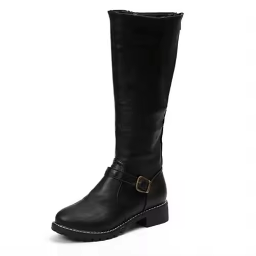 Farrah | Buckle-Strap Stacked-Heel Knee-High Boots for Fall