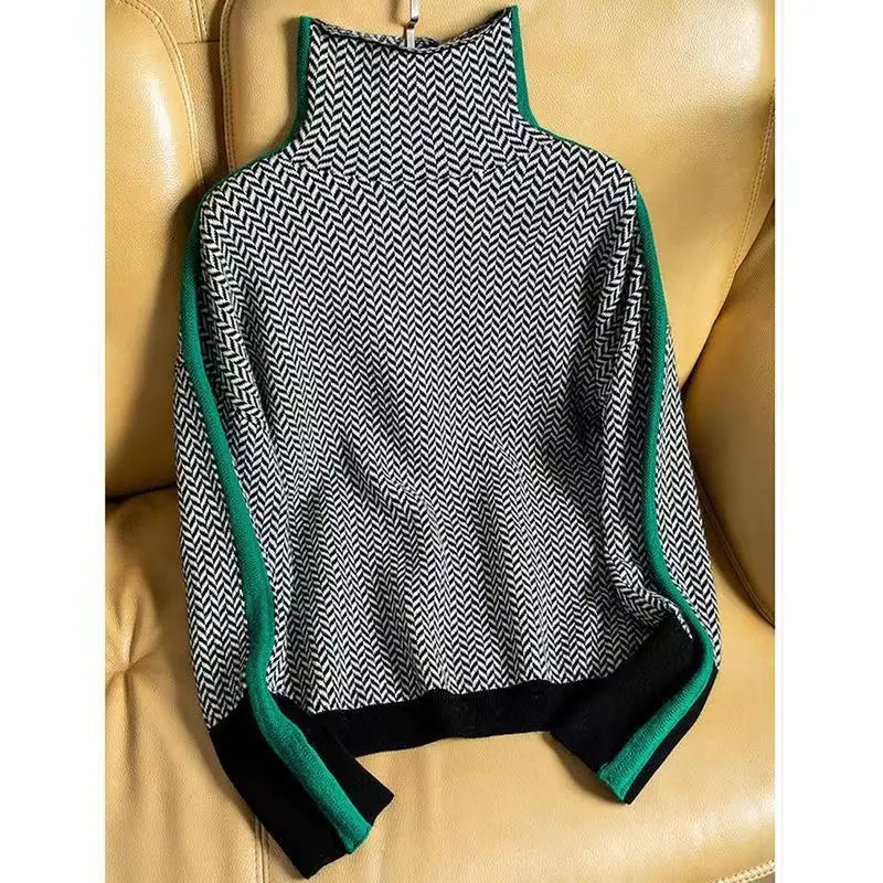 Penelope | Herringbone One-Size Turtleneck Sweater