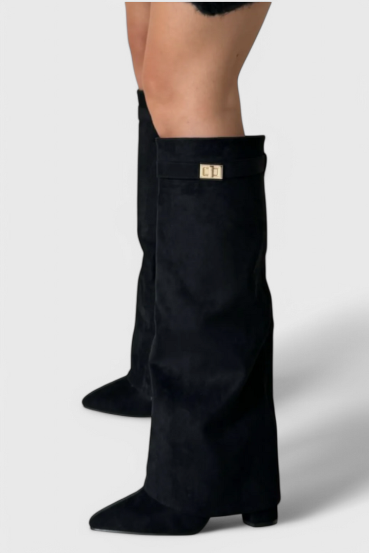 Riley | Pointed-Toe Knee-High Fold-Over Boots