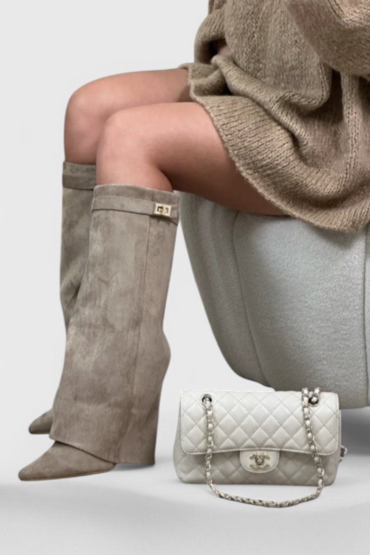 Riley | Pointed-Toe Knee-High Fold-Over Boots