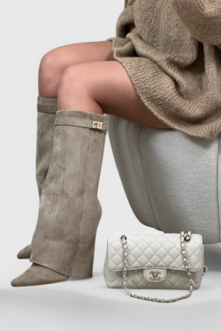Riley | Pointed-Toe Knee-High Fold-Over Boots