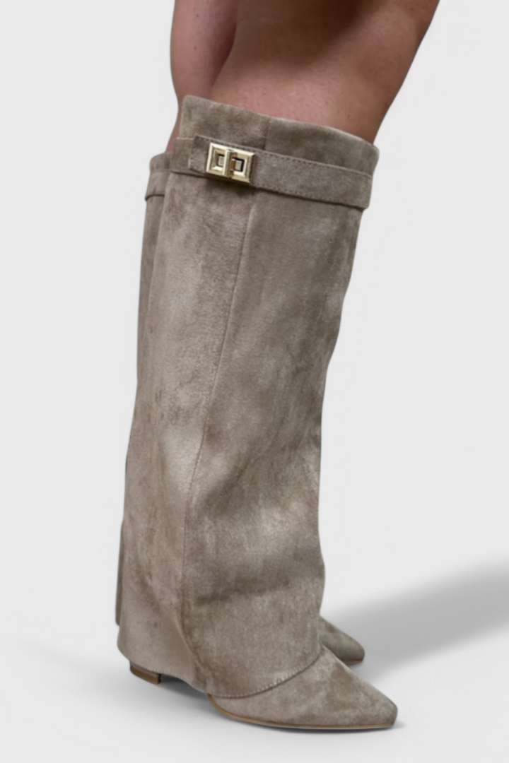 Riley | Pointed-Toe Knee-High Fold-Over Boots