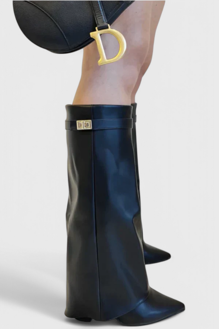 Riley | Pointed-Toe Knee-High Fold-Over Boots