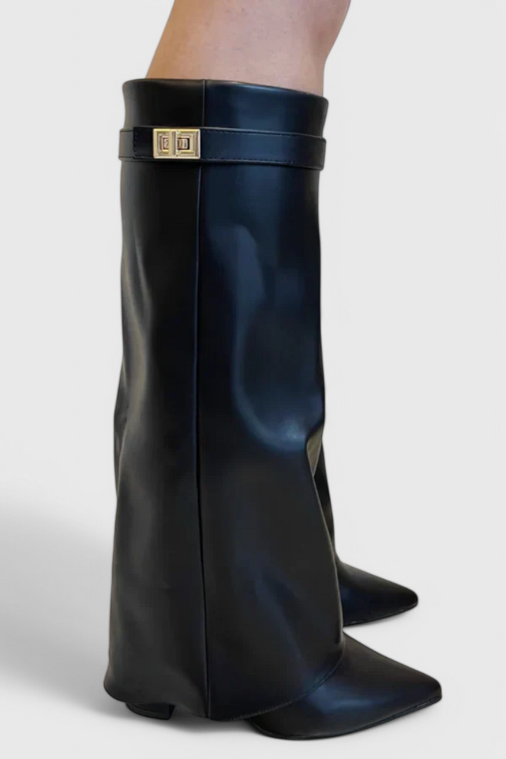 Riley | Pointed-Toe Knee-High Fold-Over Boots