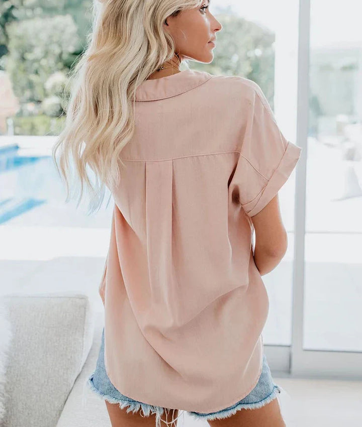 Annette | Relaxed-Fit Roll-Up Sleeve Casual Blouse