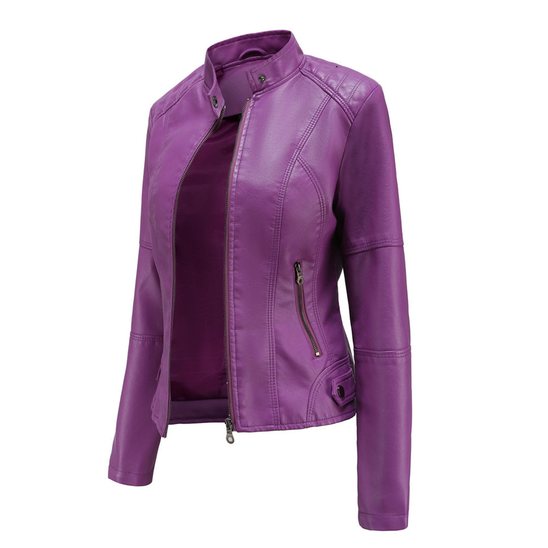 Jade | Asymmetric-Zip Leather-Look Biker Jacket