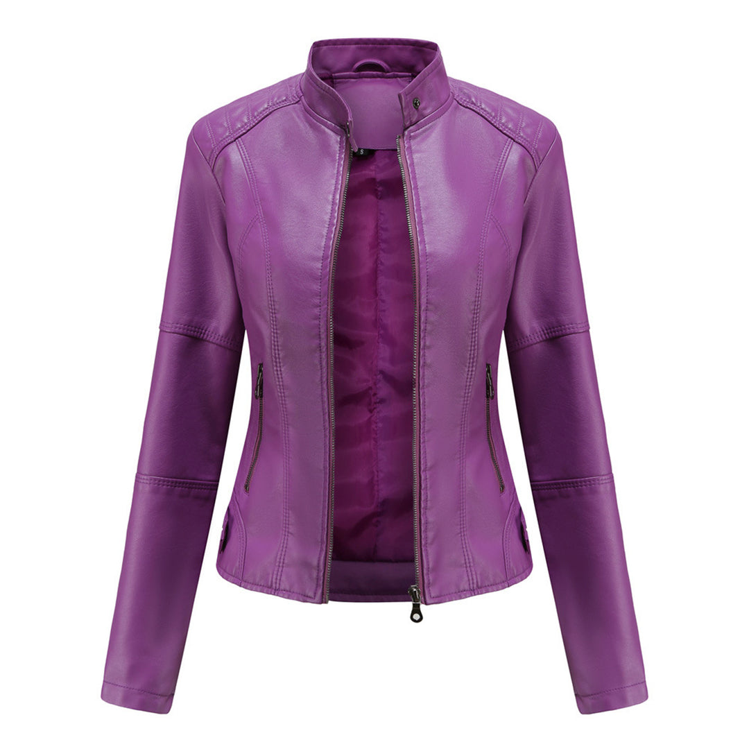 Jade | Asymmetric-Zip Leather-Look Biker Jacket