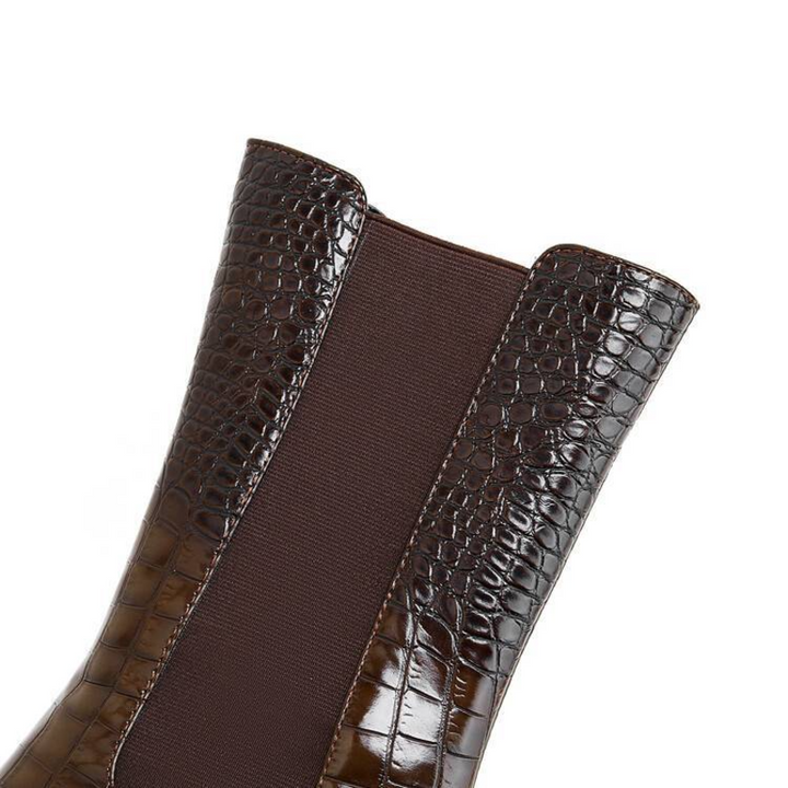 Jenna | Croc-Embossed Platform Chelsea Boots