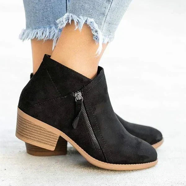Megan | Cushioned Side-Zip Low-Heel Ankle Boots