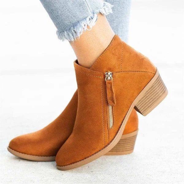 Megan | Cushioned Side-Zip Low-Heel Ankle Boots