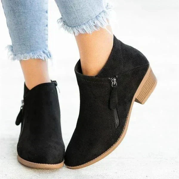 Megan | Cushioned Side-Zip Low-Heel Ankle Boots