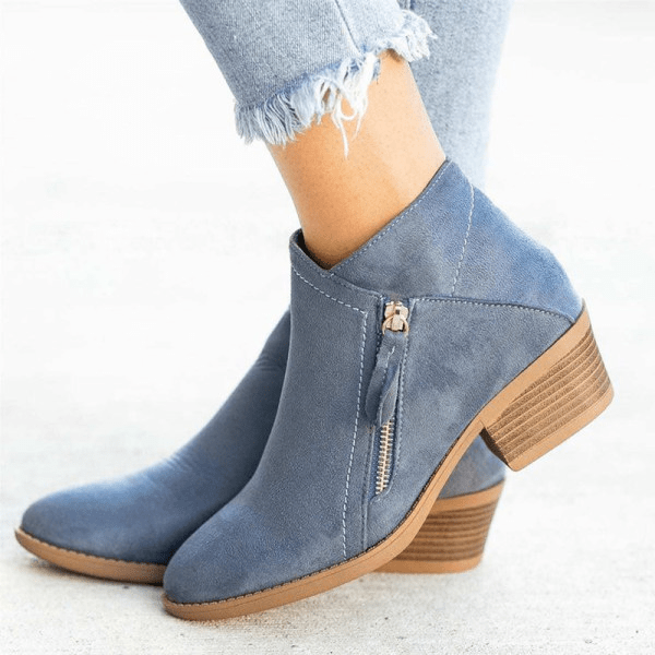 Megan | Cushioned Side-Zip Low-Heel Ankle Boots