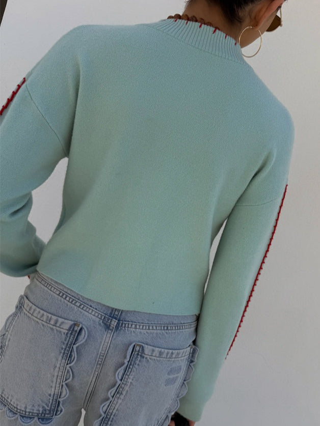 Marina | Octopus Graphic Crew-Neck Button-Up Cardigan