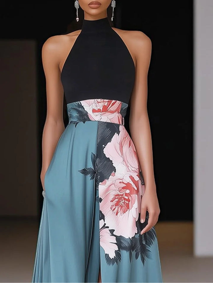 Janelle | Floral Side-Slit Sleeveless A-Line Maxi Dress