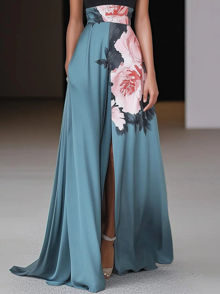 Janelle | Floral Side-Slit Sleeveless A-Line Maxi Dress