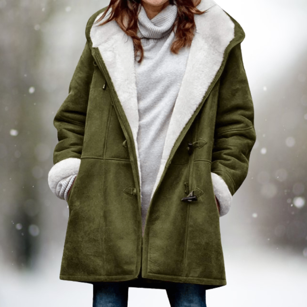 Alice | Toggle-Front Sherpa-Lined Hooded Coat for Winter