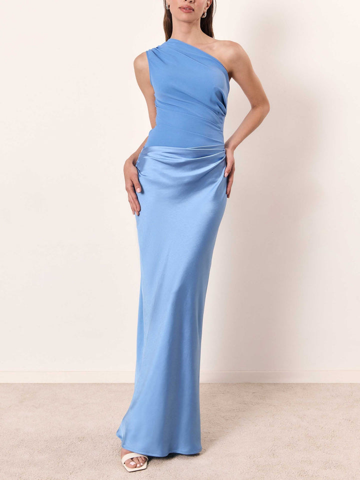 Anita | One-Shoulder Pleated Maxi Wedding Guest Dress