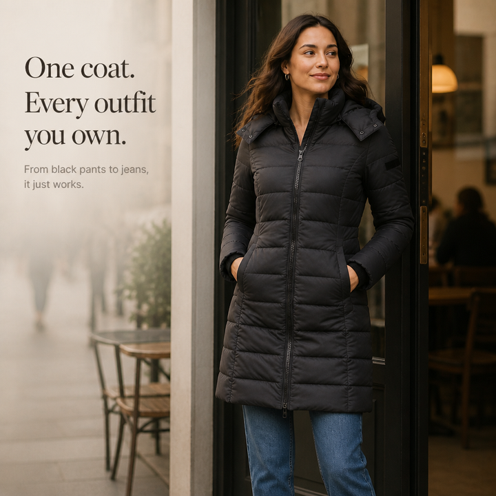 Bella | Waist-Fitted Mid-Length Hooded Puffer Jacket