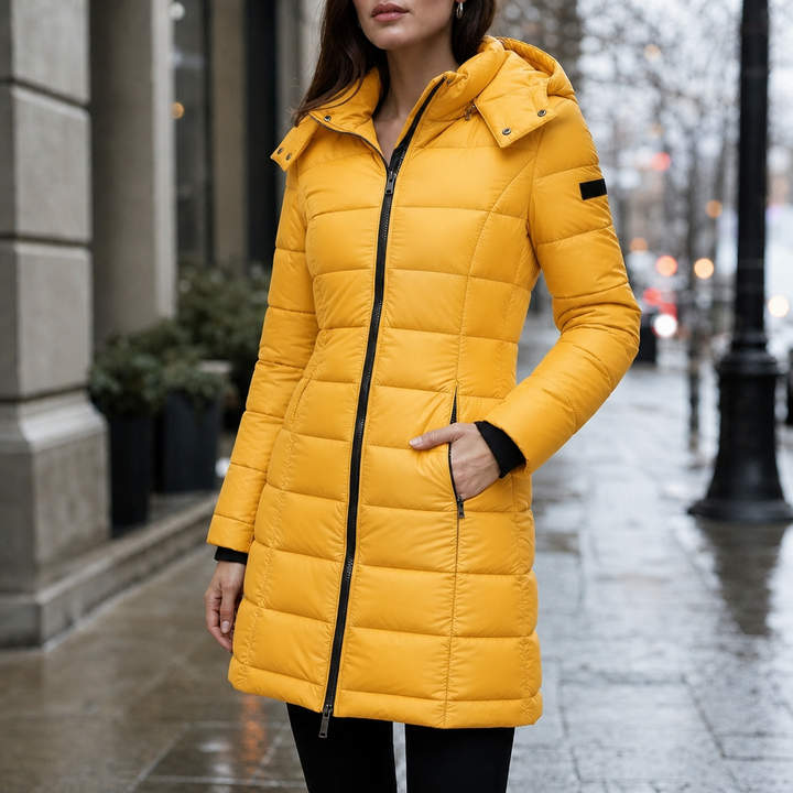 Bella | Waist-Fitted Mid-Length Hooded Puffer Jacket