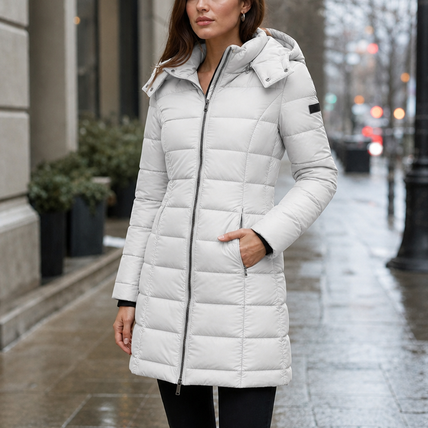 Bella | Waist-Fitted Mid-Length Hooded Puffer Jacket