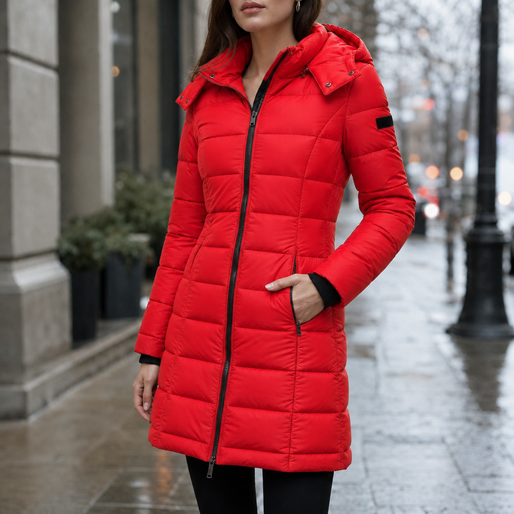 Bella | Waist-Fitted Mid-Length Hooded Puffer Jacket