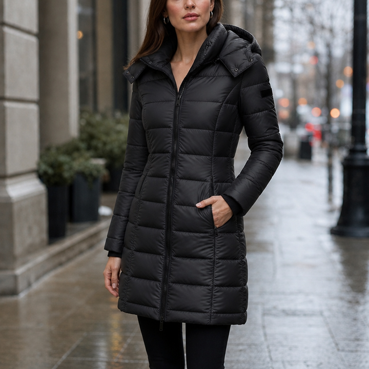 Bella | Waist-Fitted Mid-Length Hooded Puffer Jacket