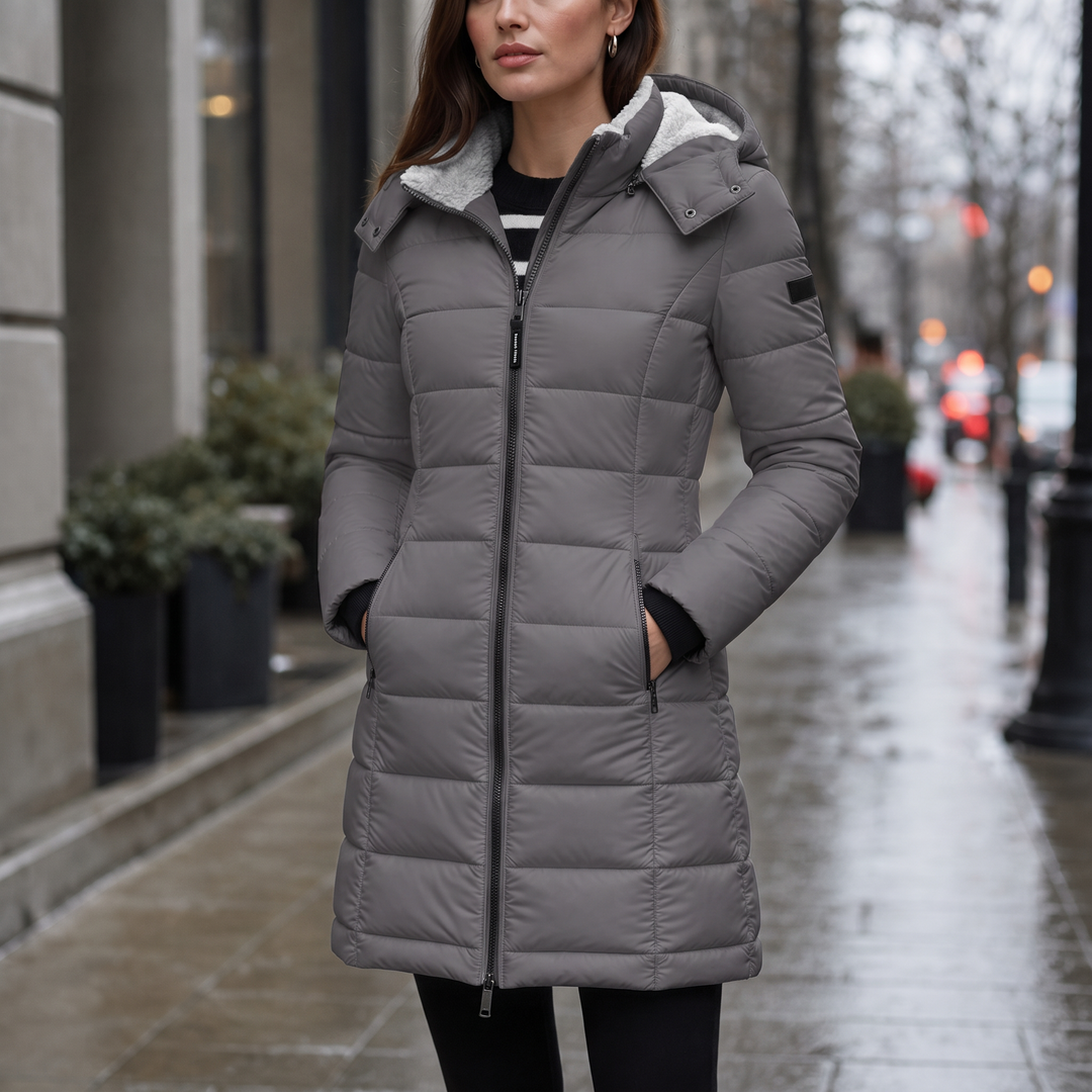 Bella | Waist-Fitted Mid-Length Hooded Puffer Jacket