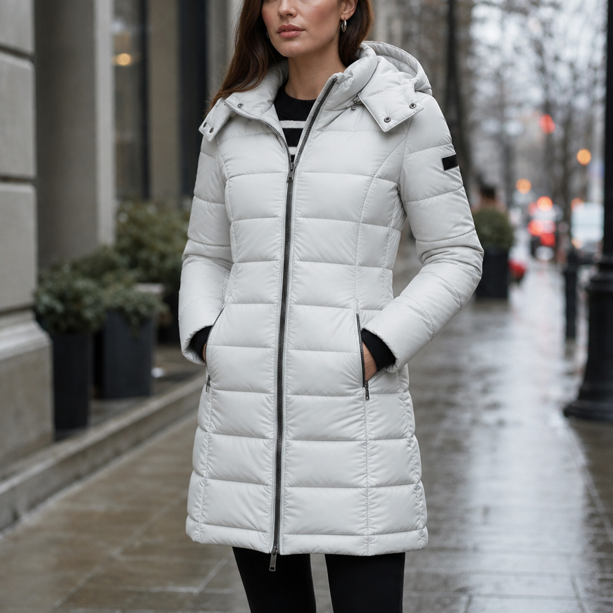 Bella | Waist-Fitted Mid-Length Hooded Puffer Jacket