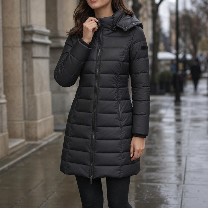 Bella | Waist-Fitted Mid-Length Hooded Puffer Jacket