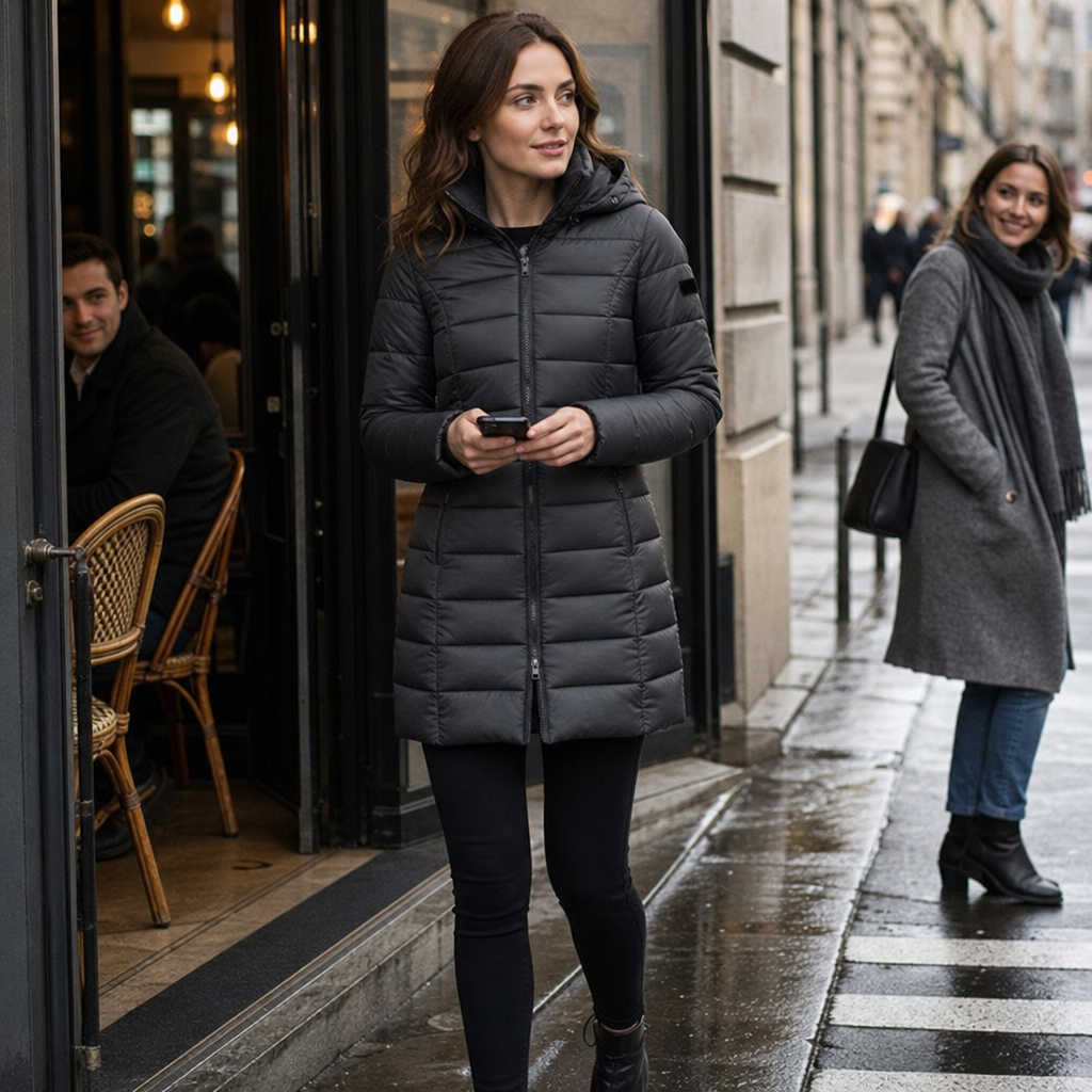 Bella | Waist-Fitted Mid-Length Hooded Puffer Jacket