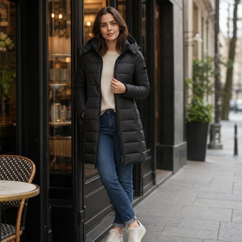 Bella | Waist-Fitted Mid-Length Hooded Puffer Jacket