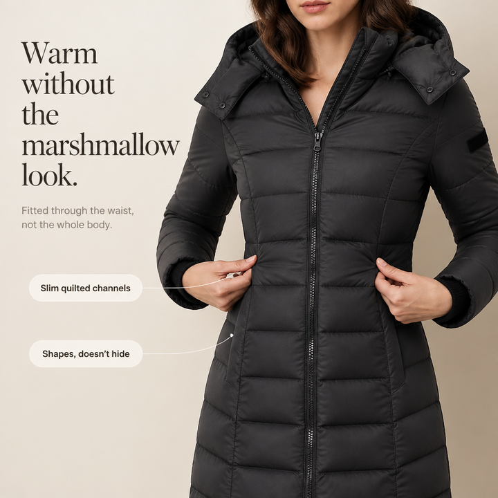 Bella | Waist-Fitted Mid-Length Hooded Puffer Jacket
