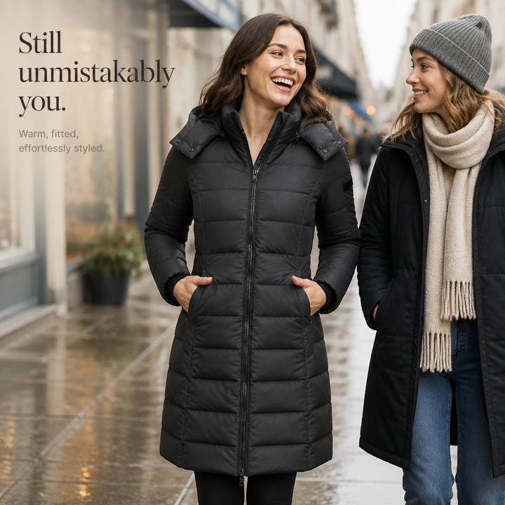 Bella | Waist-Fitted Mid-Length Hooded Puffer Jacket