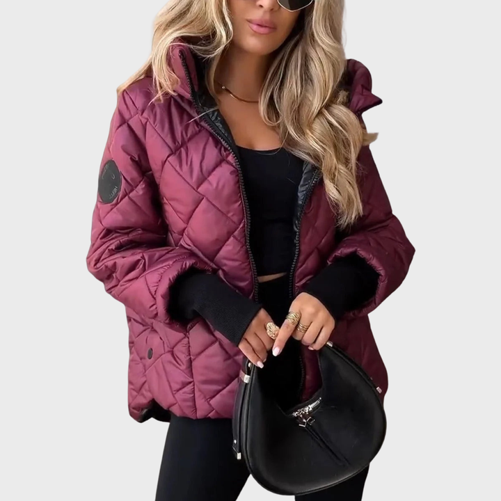 Bridget | Diamond-Quilted Stand-Collar Puffer Jacket