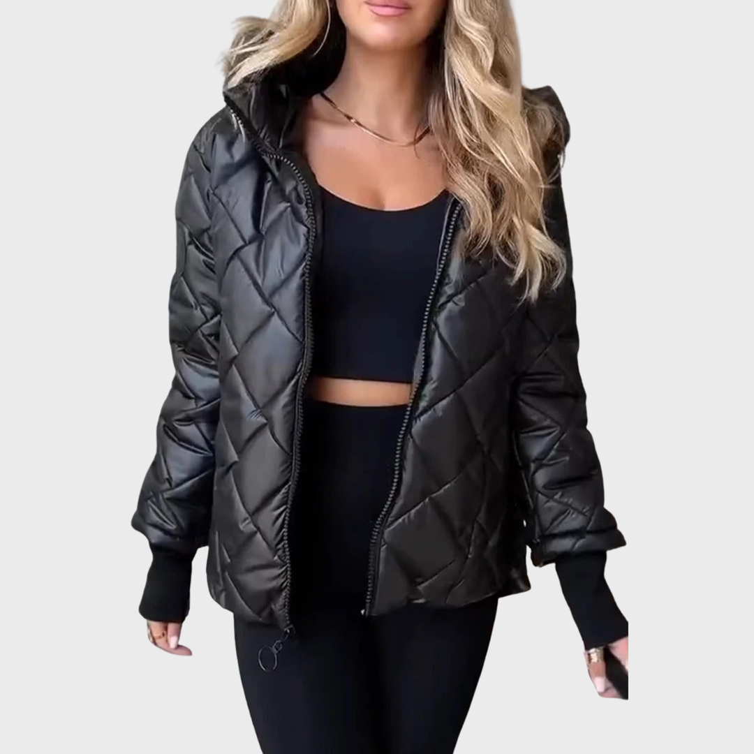 Bridget | Diamond-Quilted Stand-Collar Puffer Jacket