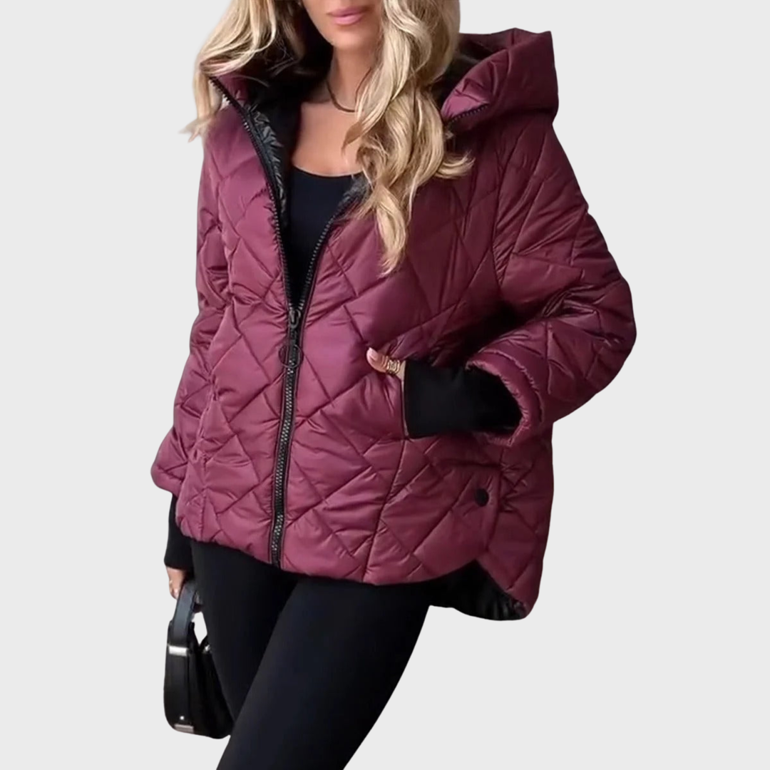 Bridget | Diamond-Quilted Stand-Collar Puffer Jacket