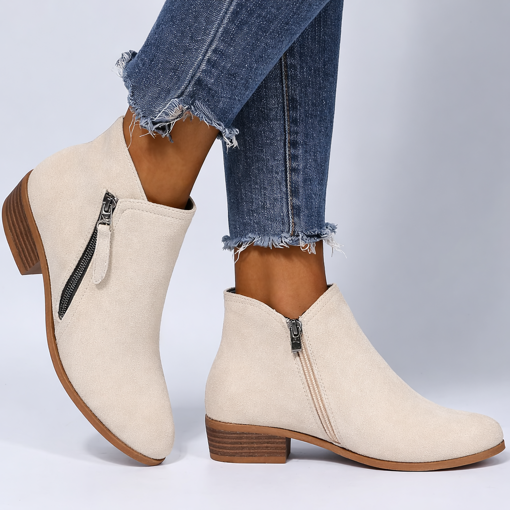 Megan | Cushioned Side-Zip Low-Heel Ankle Boots