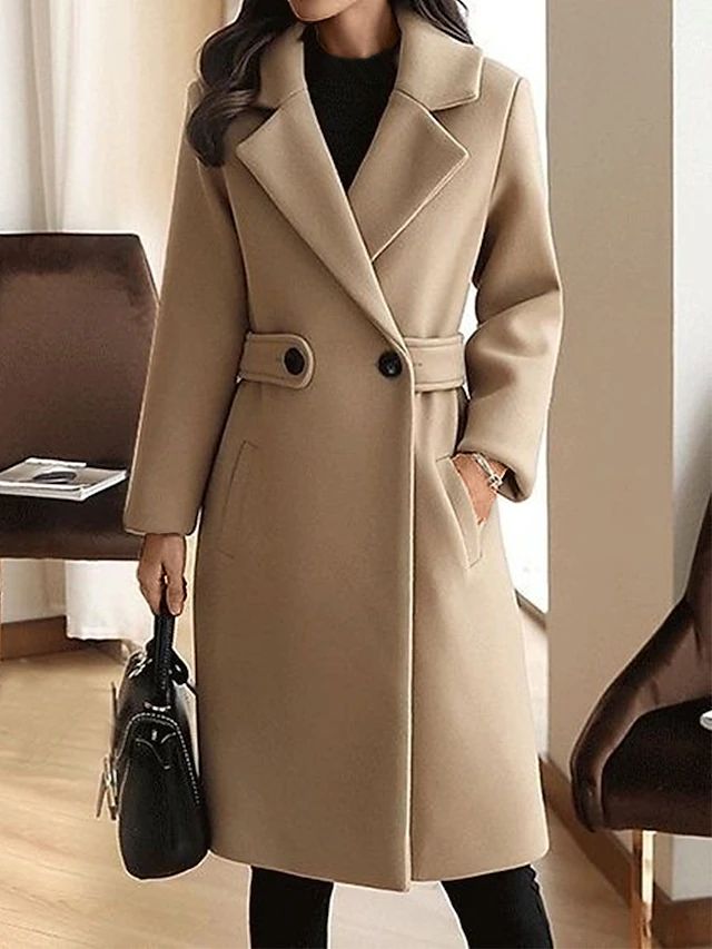 Caroline | Oversized Notch-Lapel Long Wool Coat