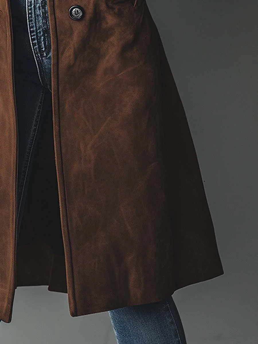 Kristen | Suede-Look Double-Breasted Trench Coat