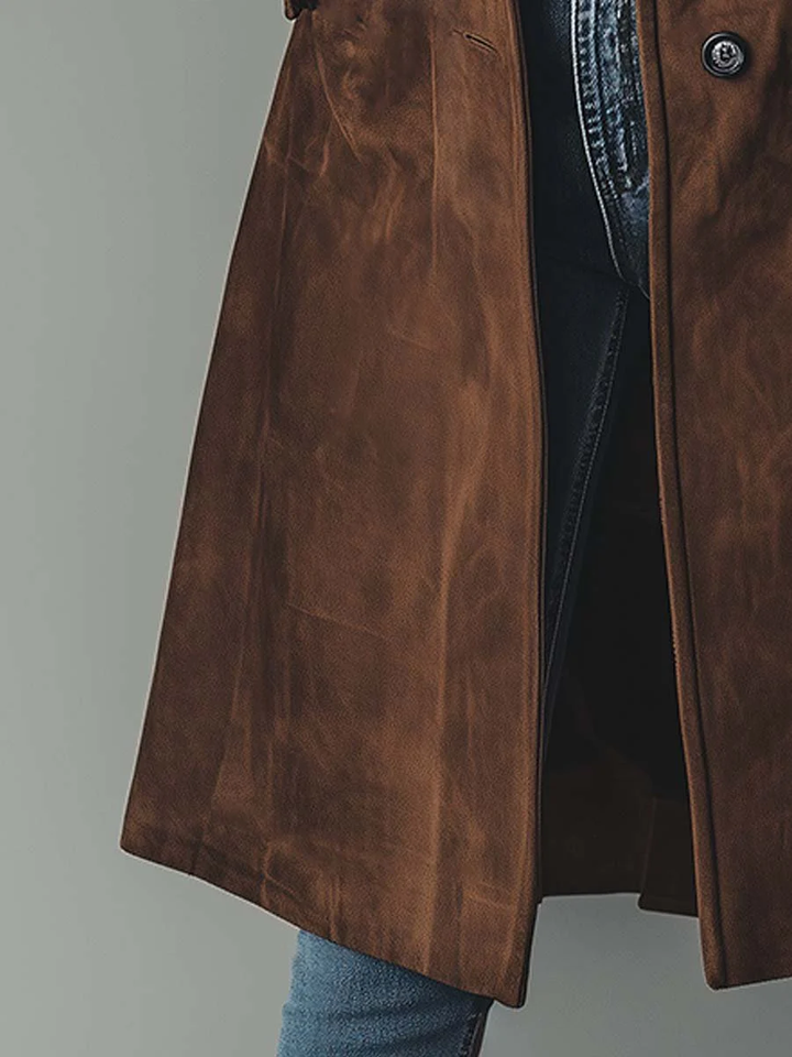 Kristen | Suede-Look Double-Breasted Trench Coat