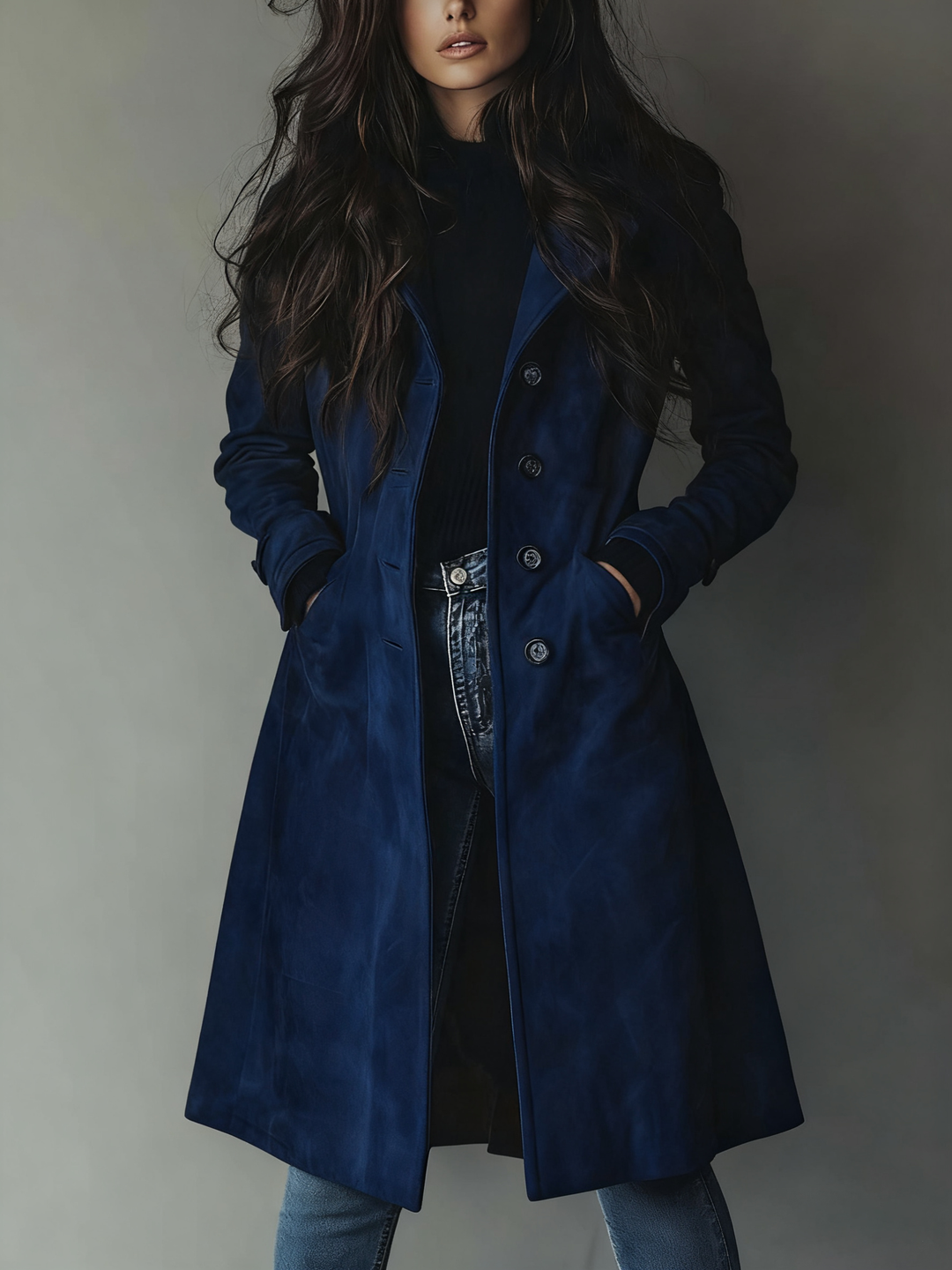 Kristen | Suede-Look Double-Breasted Trench Coat