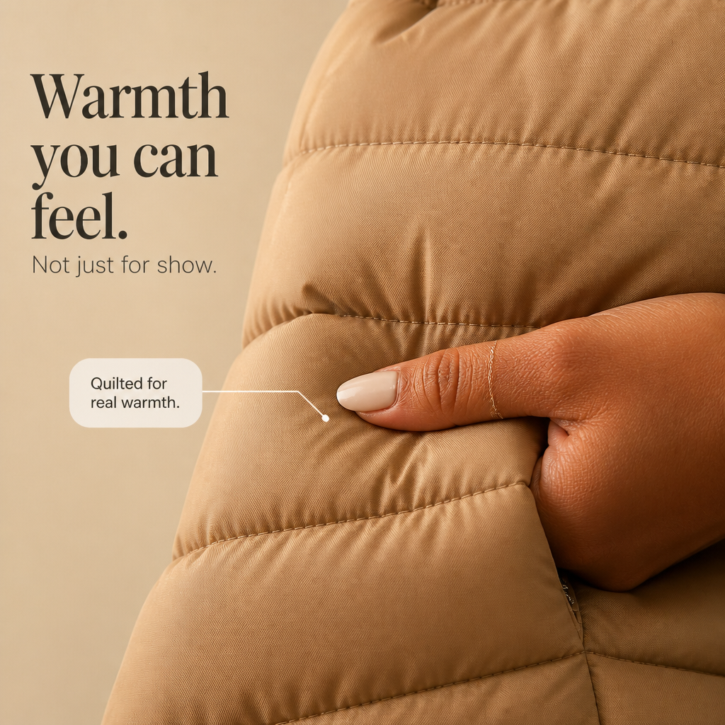 Molly | Knit-Sleeve Hooded Quilted Puffer Jacket