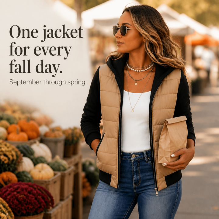 Molly | Knit-Sleeve Hooded Quilted Puffer Jacket