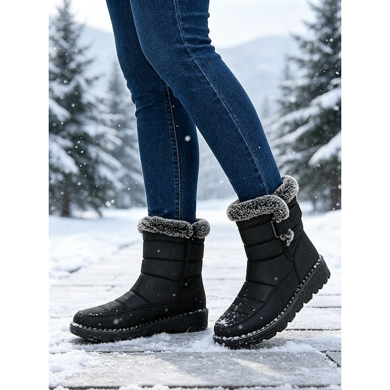Caitlyn | Fur-Lined Waterproof Buckle Snow Boots
