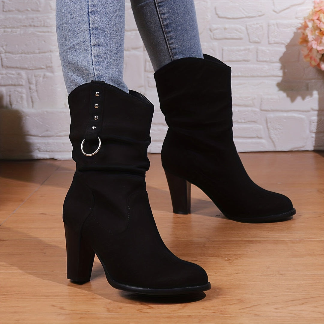 Claire | Studded Slouchy Western Mid-Calf Boots