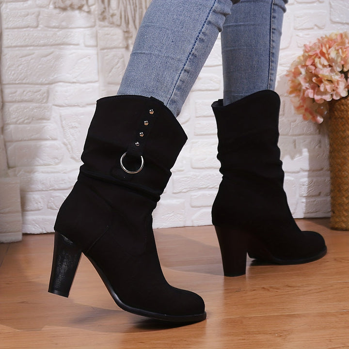 Claire | Studded Slouchy Western Mid-Calf Boots
