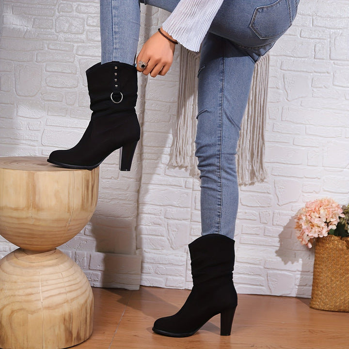 Claire | Studded Slouchy Western Mid-Calf Boots