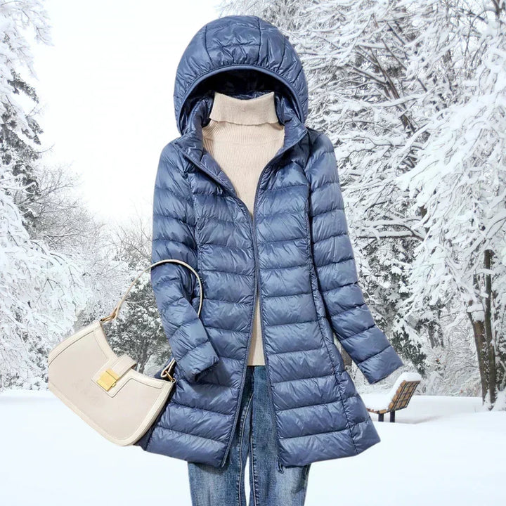 Dana | Relaxed Mid-Length Hooded Puffer Jacket for Winter