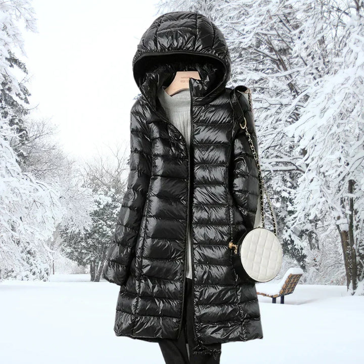 Dana | Relaxed Mid-Length Hooded Puffer Jacket for Winter